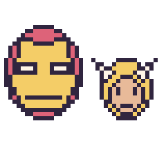 Pixel art Iron Man et Thor mini, grille 40 × 40