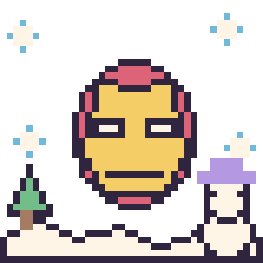 Pixel art Iron Man en hiver, grille 40 × 40