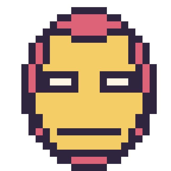 Modèle de pixel art Iron Man sur une grille de 24 par 24 cases