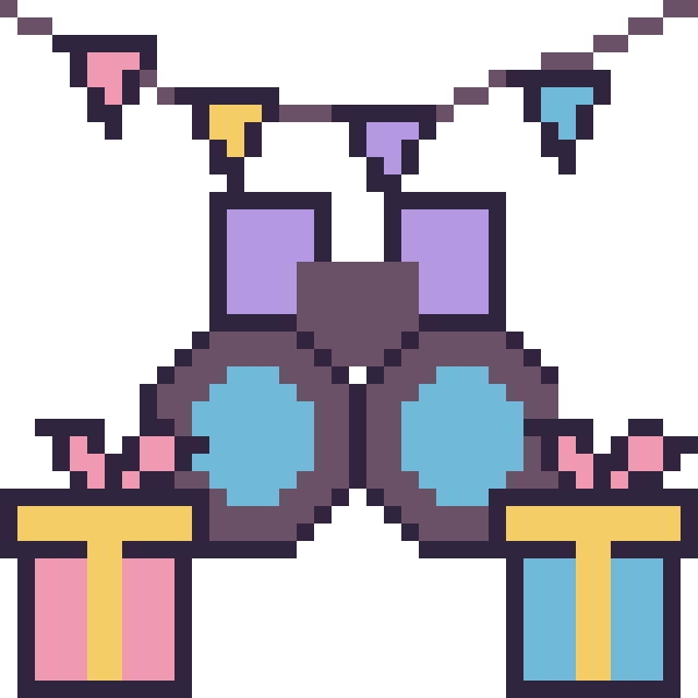 Modèle de pixel art Jumelles pour un anniversaire sur une grille de 40 par 40 cases