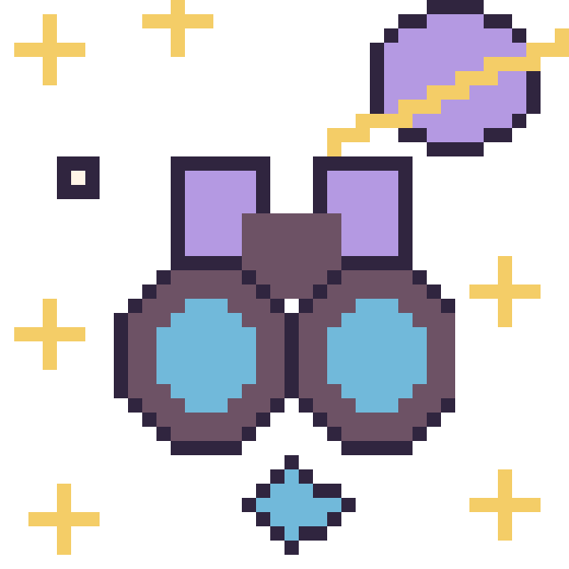 Modèle de pixel art Jumelles dans l’espace sur une grille de 40 par 40 cases
