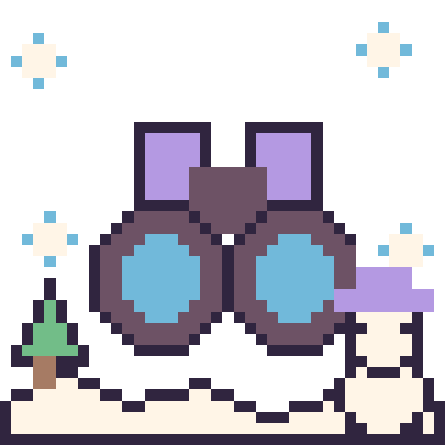 Modèle de pixel art Jumelles en hiver sur une grille de 40 par 40 cases