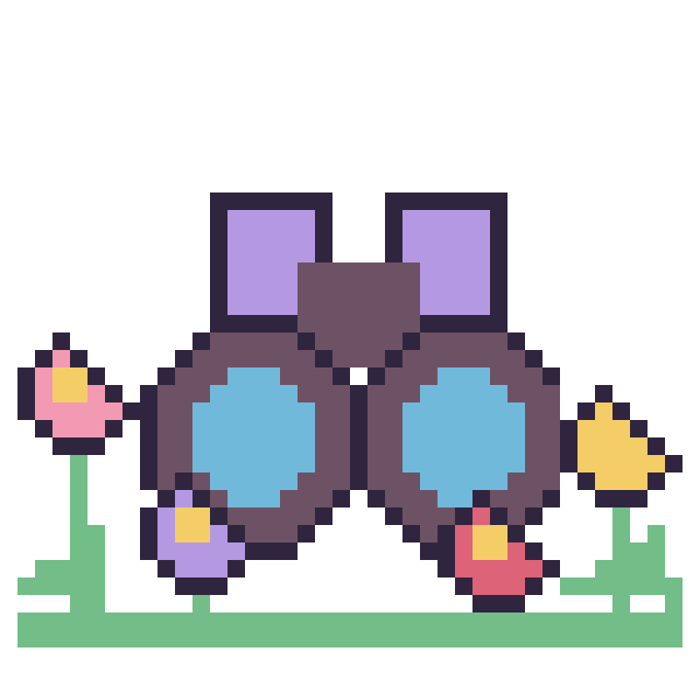 Modèle de pixel art Jumelles dans le jardin sur une grille de 40 par 40 cases