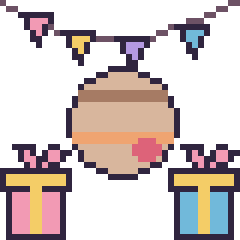 Pixel art Jupiter pour un anniversaire, grille 40 × 40