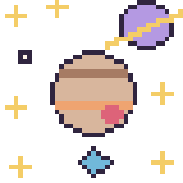 Modèle de pixel art Jupiter dans l’espace sur une grille de 40 par 40 cases