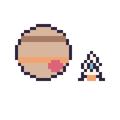Pixel art Jupiter et Fusée simple 10 × 10, grille 40 × 40