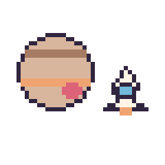 Pixel art Jupiter et Fusée simple 12 × 12, grille 40 × 40