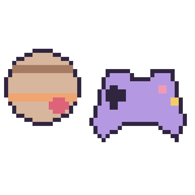 Modèle de pixel art Jupiter et Manette sur une grille de 48 par 48 cases