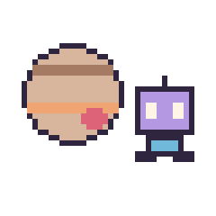 Pixel art Jupiter et Robot simple 16 × 16, grille 40 × 40