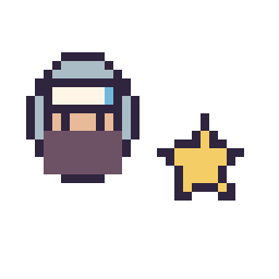 Pixel art Kakashi mini et Étoile simple 10 × 10, grille 32 × 32