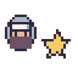 Pixel art Kakashi mini et Étoile simple 12 × 12, grille 32 × 32