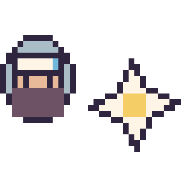 Modèle de pixel art Kakashi mini et Etoile nether Minecraft 16 × 16 sur une grille de 32 par 32 cases