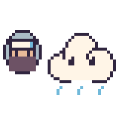Pixel art Kakashi mini et Nuage de pluie, grille 40 × 40