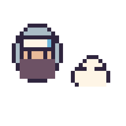 Pixel art Kakashi mini et Nuage simple 10 × 10, grille 32 × 32