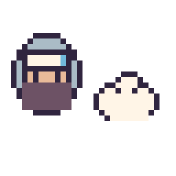 Pixel art Kakashi mini et Nuage simple 12 × 12, grille 32 × 32