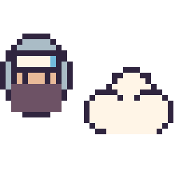 Pixel art Kakashi mini et Nuage simple 16 × 16, grille 32 × 32