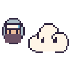 Pixel art Kakashi mini et Nuage, grille 40 × 40