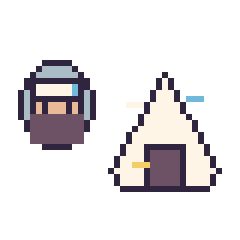 Pixel art Kakashi mini et Onigiri décoré, grille 40 × 40