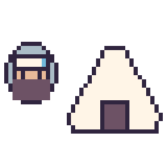 Pixel art Kakashi mini et Onigiri, grille 40 × 40
