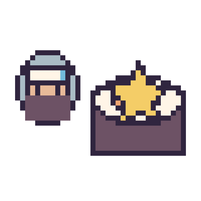 Modèle de pixel art Kakashi mini et Sushi avec une étoile sur une grille de 40 par 40 cases