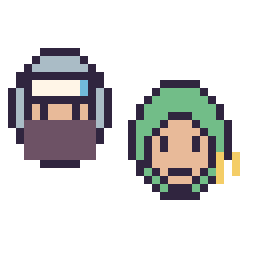 Pixel art Kakashi mini et Zoro mini, grille 32 × 32