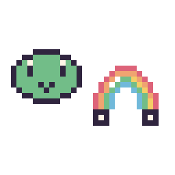 Pixel art Keroppi mini et Arc-en-ciel simple 12 × 12, grille 32 × 32