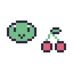 Pixel art Keroppi mini et Cerise simple 12 × 12, grille 32 × 32