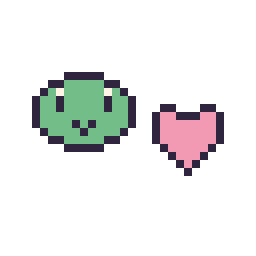 Pixel art Keroppi mini et Cœur simple 10 × 10, grille 32 × 32