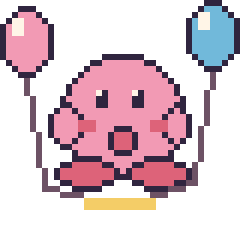 Pixel art Kirby avec des ballons, grille 40 × 40