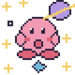 Pixel art Kirby dans l’espace, grille 40 × 40