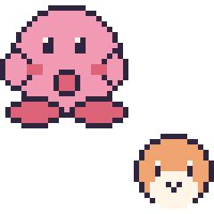 Pixel art Kirby et Waddle Dee mini, grille 40 × 40