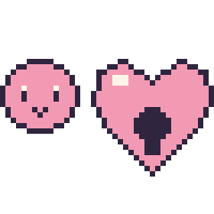 Pixel art Kirby mini et Cœur cadenas, grille 40 × 40