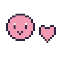 Pixel art Kirby mini et Cœur simple 10 × 10, grille 32 × 32