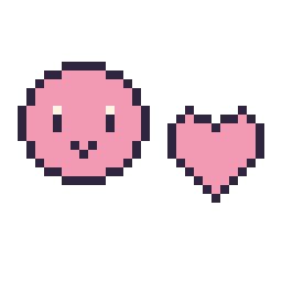 Pixel art Kirby mini et Cœur simple 12 × 12, grille 32 × 32