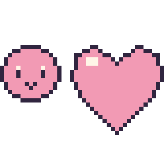 Modèle de pixel art Kirby mini et Cœur sur une grille de 40 par 40 cases