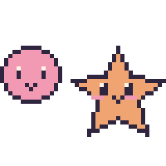 Pixel art Kirby mini et Étoile de mer, grille 40 × 40