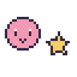 Pixel art Kirby mini et Étoile simple 10 × 10, grille 32 × 32
