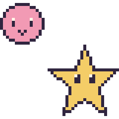 Pixel art Kirby mini et Étoile, grille 40 × 40