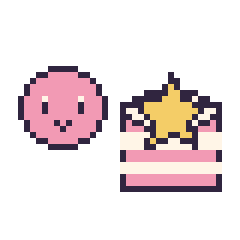 Pixel art Kirby mini et Gâteau avec une étoile, grille 40 × 40