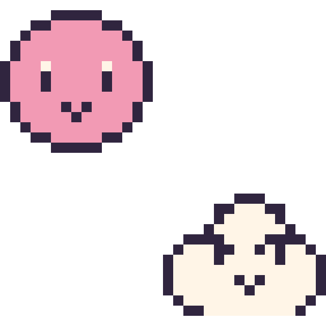 Modèle de pixel art Kirby mini et Nuage kawaii 16 × 16 sur une grille de 32 par 32 cases