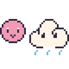 Pixel art Kirby mini et Nuage de pluie, grille 40 × 40