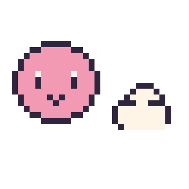 Modèle de pixel art Kirby mini et Nuage simple 10 × 10 sur une grille de 32 par 32 cases