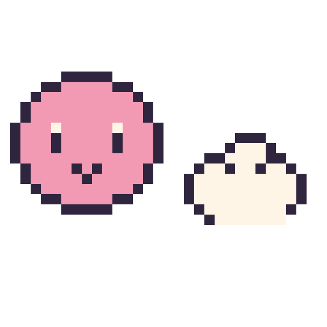 Modèle de pixel art Kirby mini et Nuage simple 12 × 12 sur une grille de 32 par 32 cases