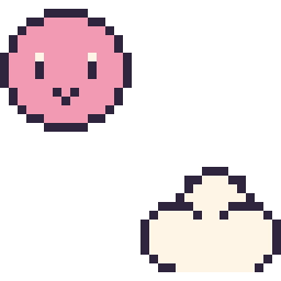 Pixel art Kirby mini et Nuage simple 16 × 16, grille 32 × 32