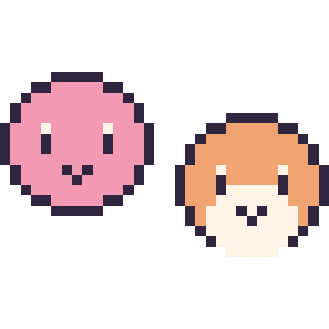Modèle de pixel art Kirby mini et Waddle Dee mini sur une grille de 32 par 32 cases