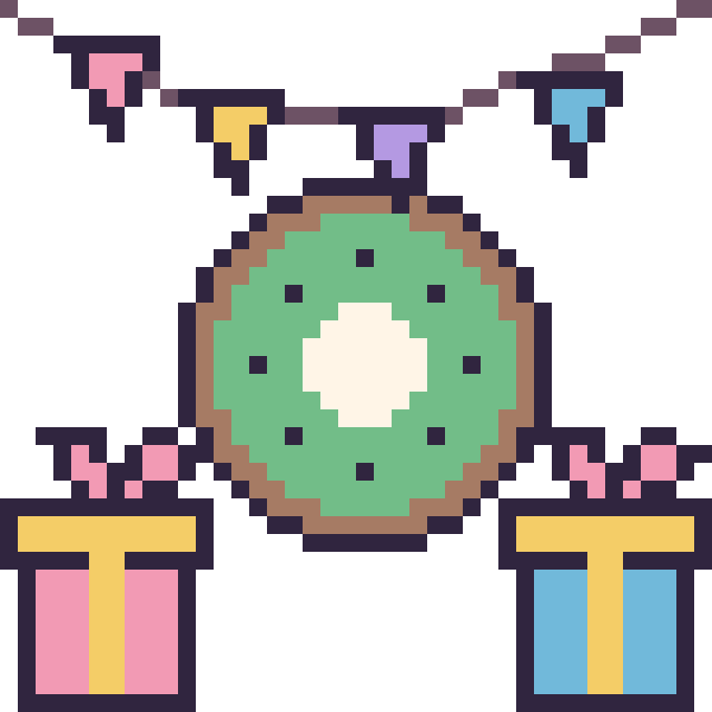 Modèle de pixel art Kiwi pour un anniversaire sur une grille de 40 par 40 cases