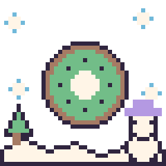 Pixel art Kiwi en hiver, grille 40 × 40