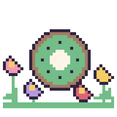 Pixel art Kiwi dans le jardin, grille 40 × 40