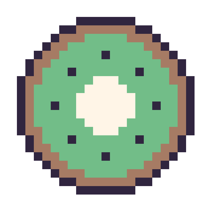 Modèle de pixel art Kiwi sur une grille de 24 par 24 cases