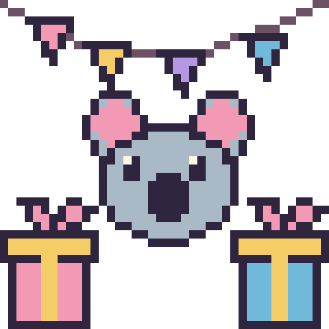 Modèle de pixel art Koala pour un anniversaire sur une grille de 40 par 40 cases